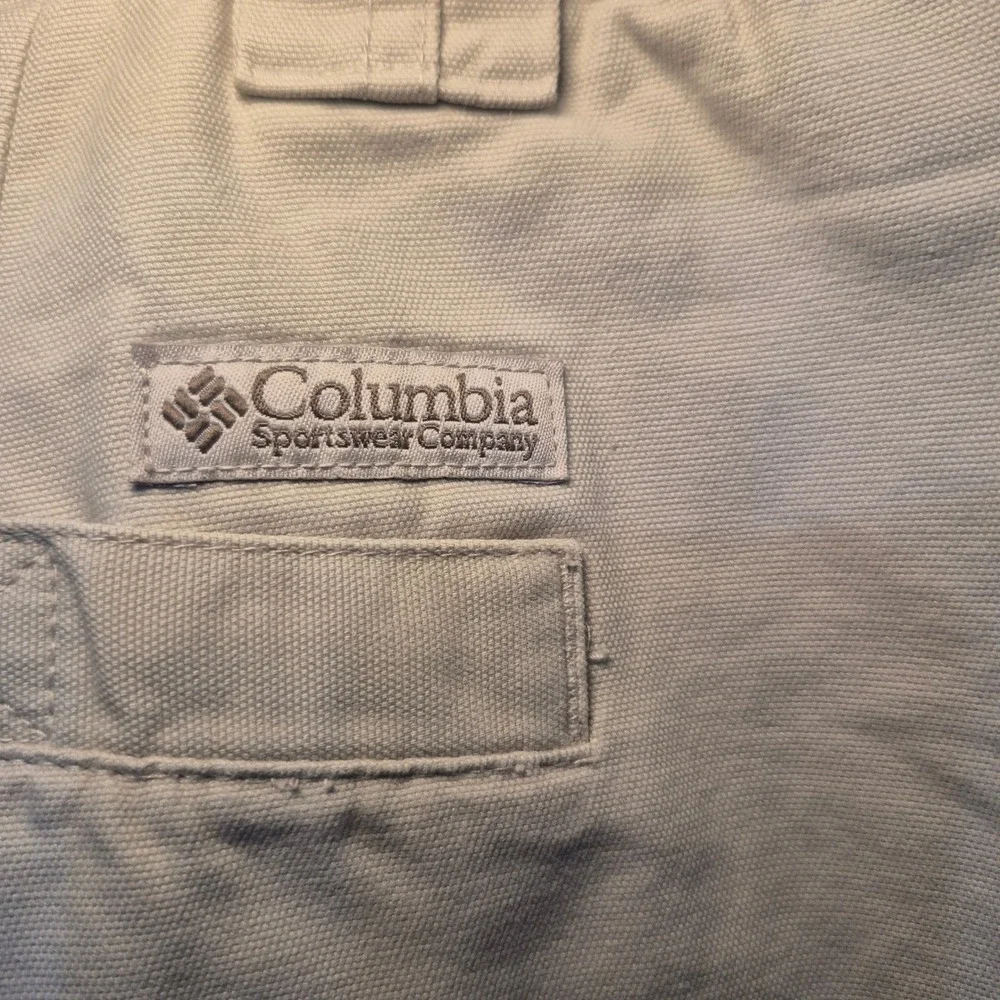 Columbia Mens Tan Khaki Cotton Canvas Cargo Shorts XL Elastic Waist AM4382